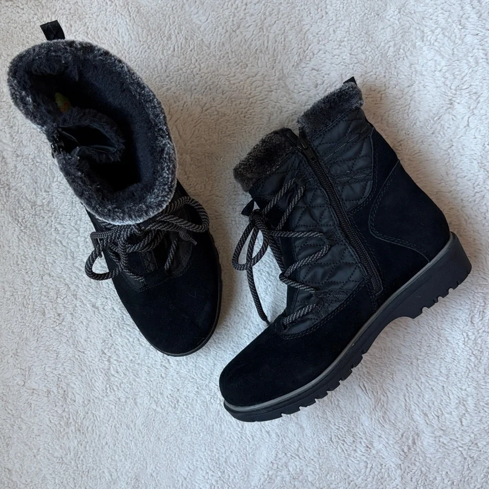 BareTraps Black Winter Thermal Sunta Boots with Gray Accents Women Size 7